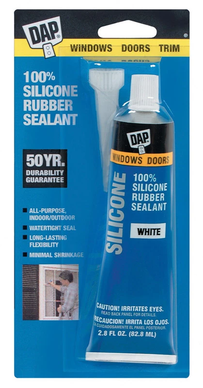 White Silicone Rubber Sealant, 2.8 Ounce Tube, Waterproof And Flexible