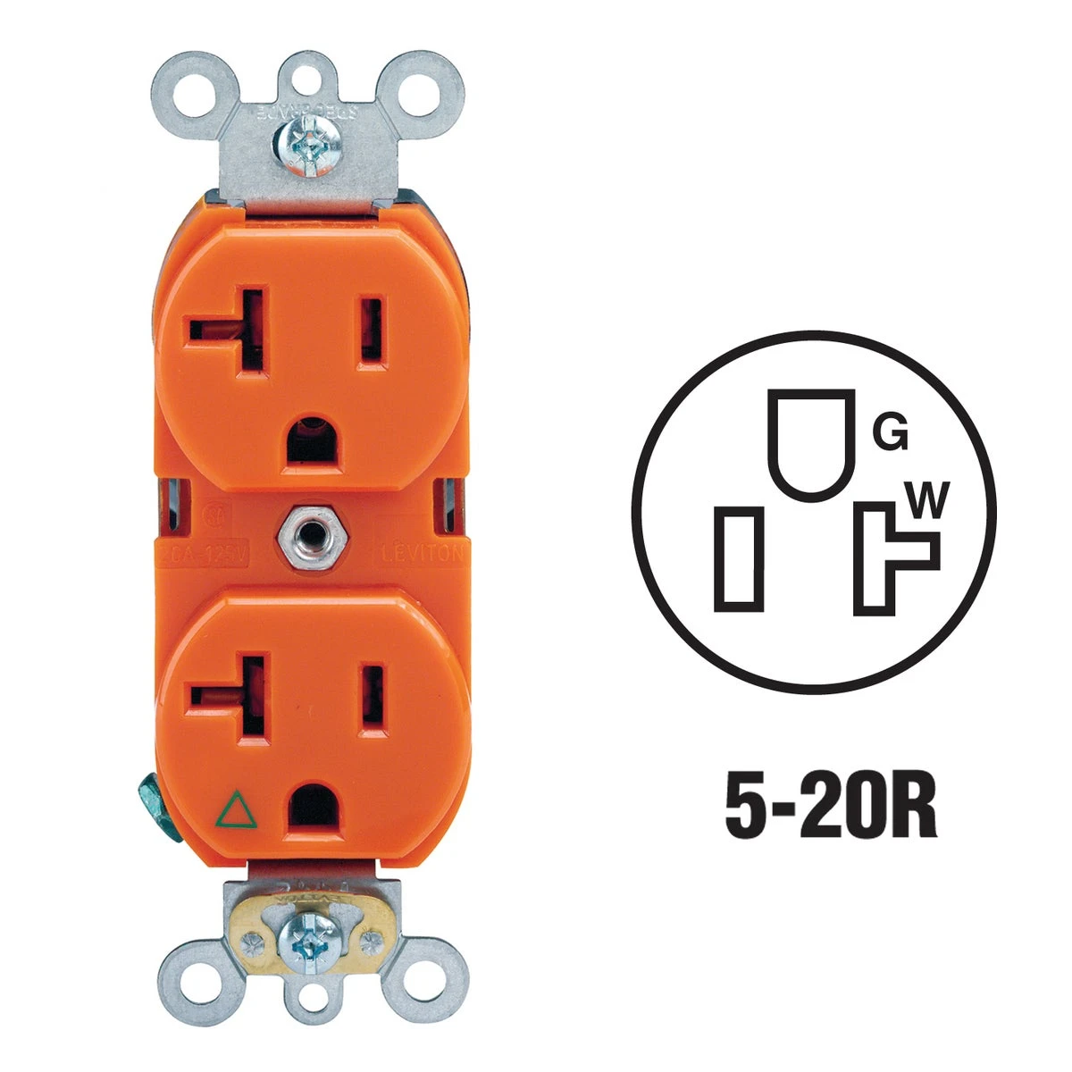 20 Amp Orange Isolated Grounding Duplex Outlet R71-05362-igs