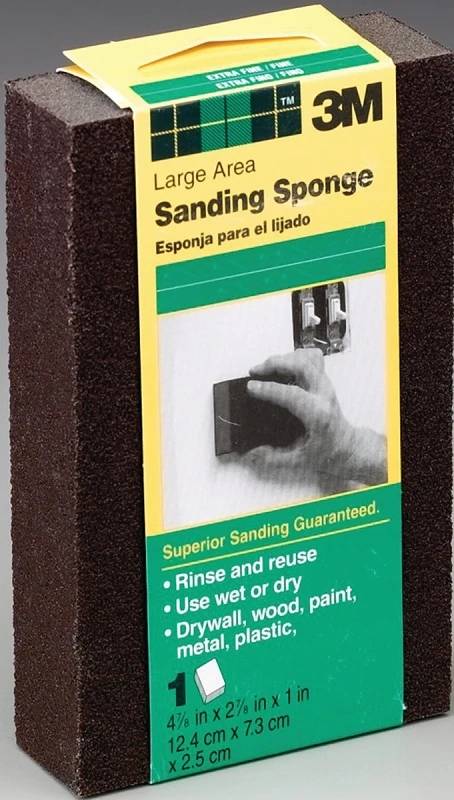 Large-area Flexible Sanding Sponge, Fine And Medium Grit, 4 And 7 Eighths By 2 And 7 Eighths By 1 Inch