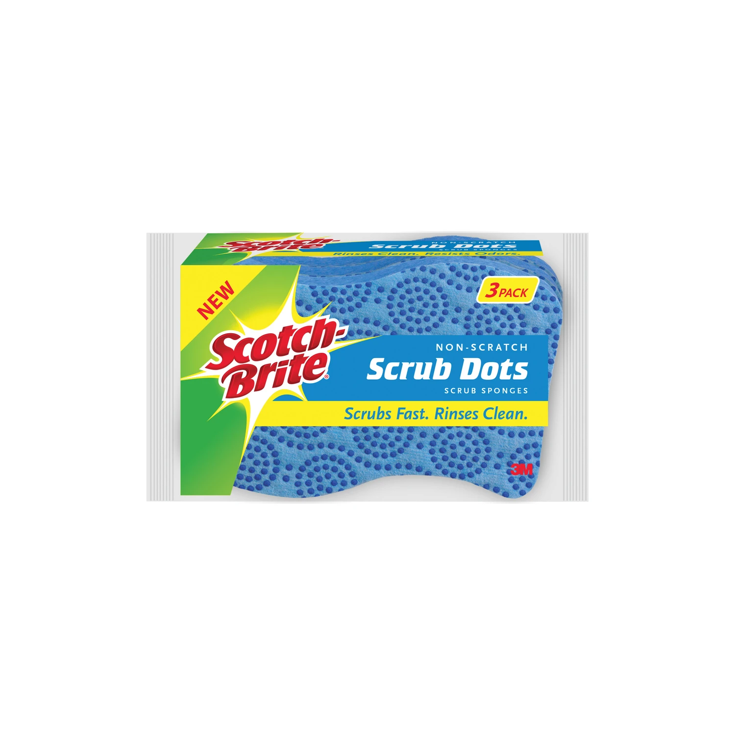 Scrub Dots Non-scratch Scrub Sponge, 3-pk.