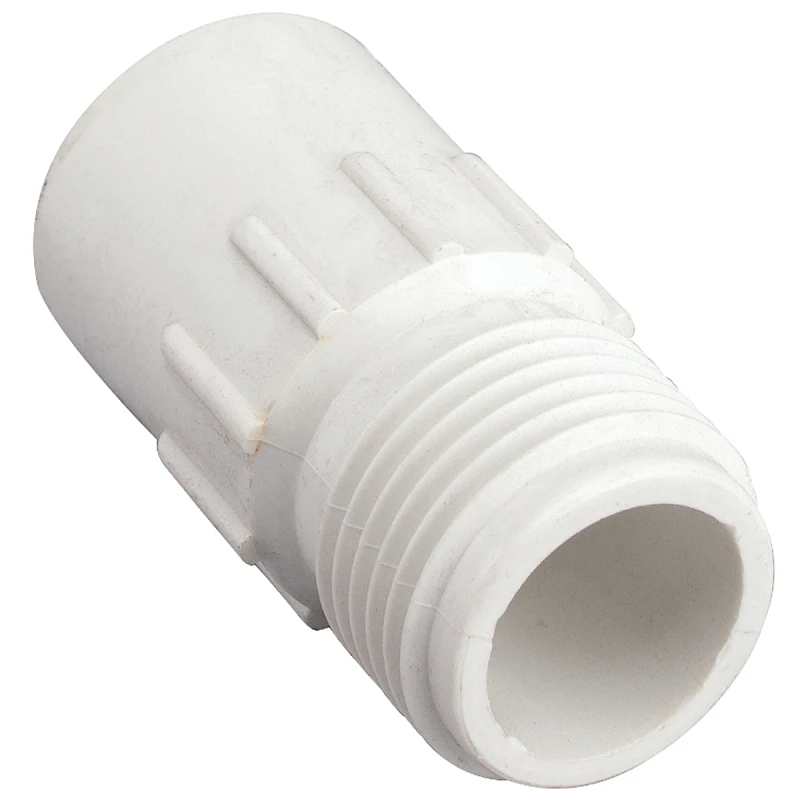 Underground Sprinkler Hose To Pipe Fitting, 3/4 Inch Male Hose Thread By 3/4 Inch Slip Pvc Connector