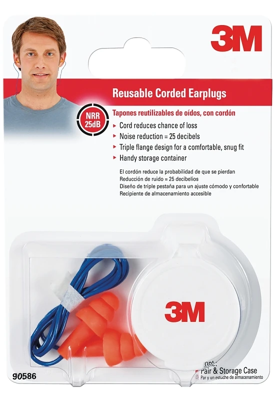 Corded Reusable Earplugs, Nrr 25db