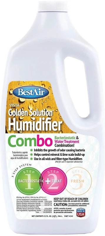 Golden Solutions Bacteriostatic Humidifier Water Treatment, 32 Ounce Bottle