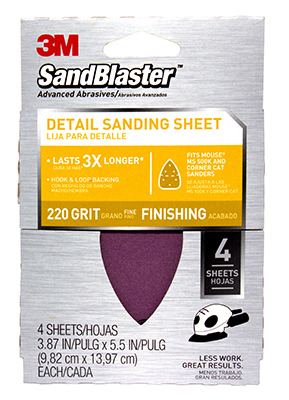 Sanding Sheets, 220-grit, 3.87 X 5.5-in., 4-pk.