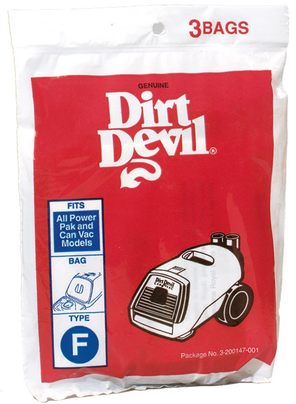 Dirt Devil Style F Canister Vacuum Cleaner Bags, 3-pk.