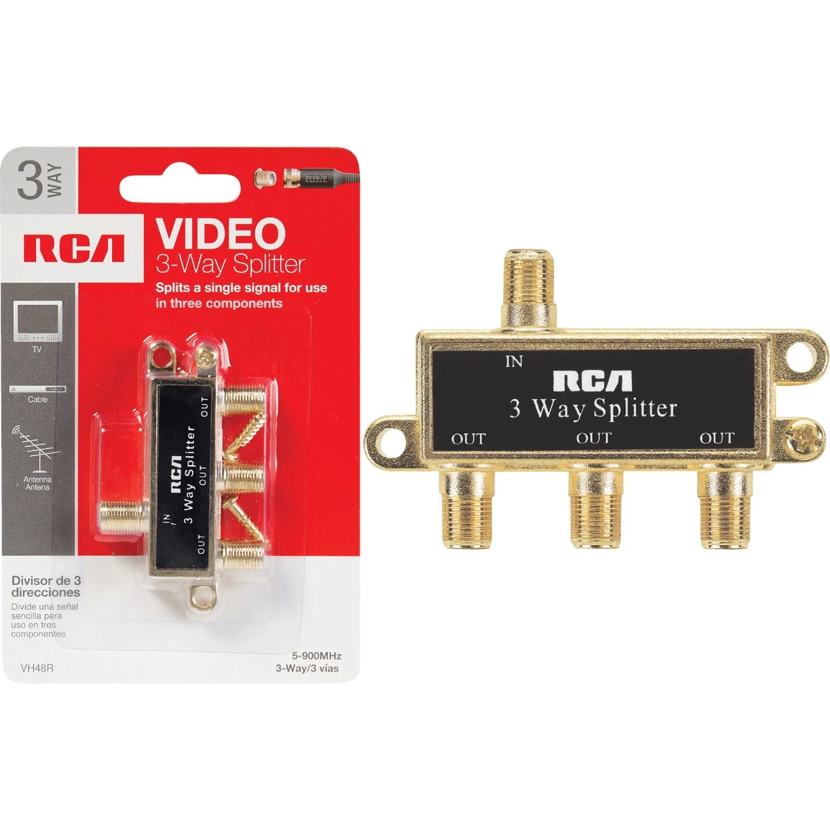 3-way Coaxial Cable Splitter For Tv And Satellite Signal Distribution