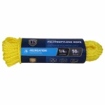 Yellow Twisted Polypropylene Rope 1/4 Inch Diameter By 50 Feet Length