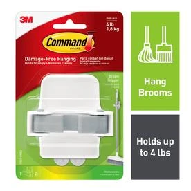 Command Broom Gripper Hook White Durable Wall Mount Organizer