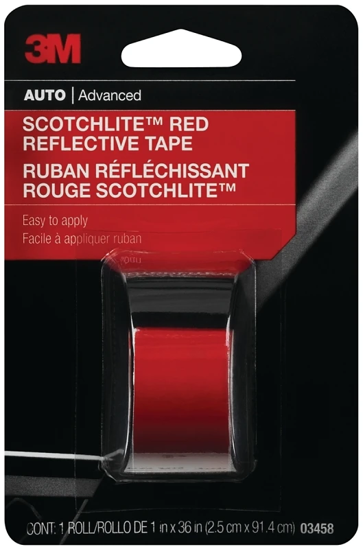 Red Reflective Safety Tape, 1 Inch By 36 Inches, High Visibility