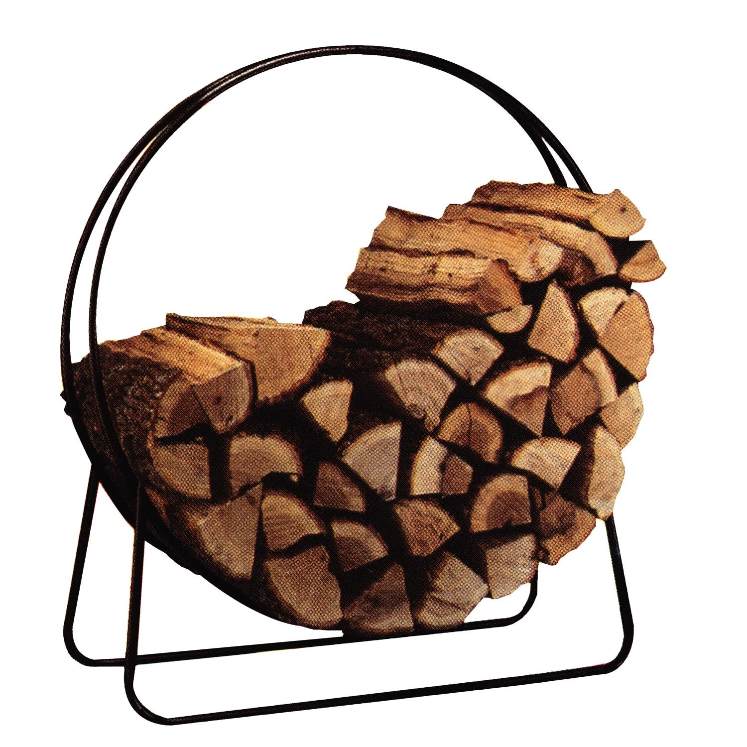 Black Steel Fireplace Log Hoop For Firewood Support And Safety