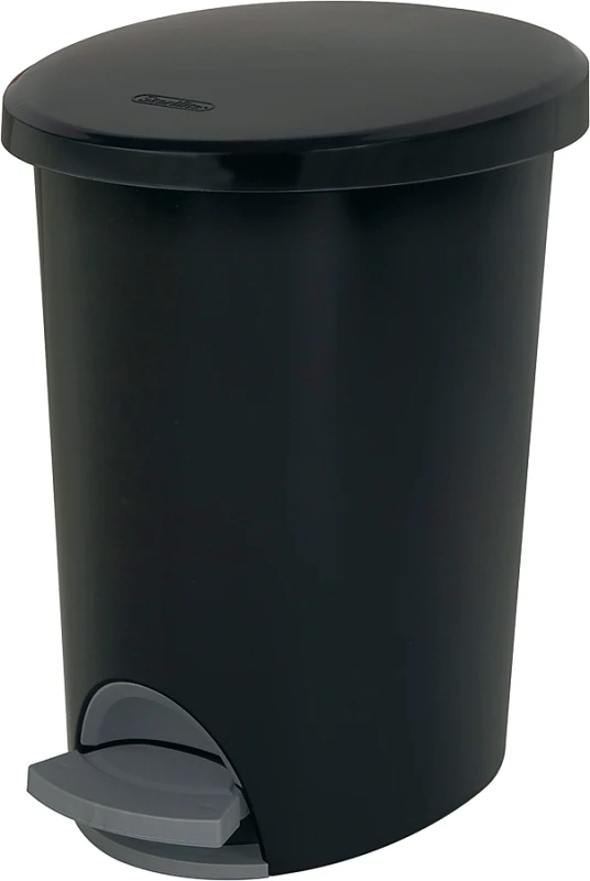 Ultra Step-on Wastebasket, Black, 2.6 Gallon Capacity