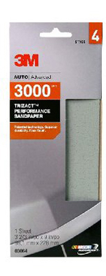 Automotive Sandpaper, 3000 Grit, 3 And 2 Thirds Inches By 9 Inches, Single Sheet Pack