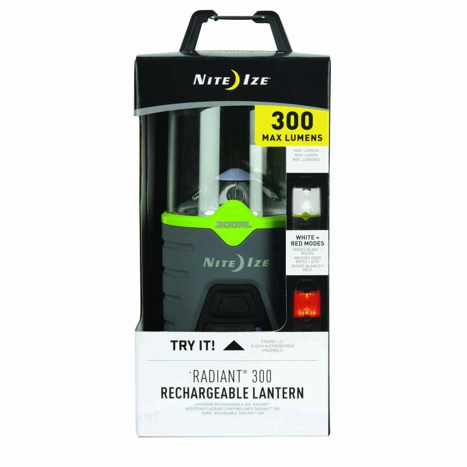 Radiant 300 Lumens Rechargeable Gray/green Lantern With Usb Ports