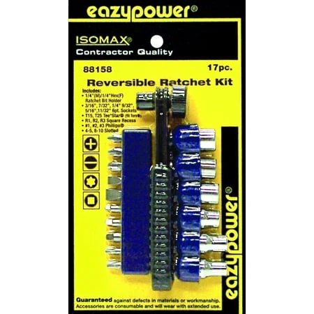 88158 17-piece Reversible Ratchet Screwdriver Tip And Socket Set