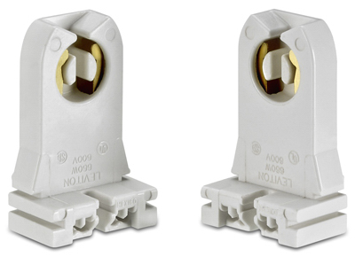 Fluorescent Lampholder, Standard, White, 660-watt, 2-pk.