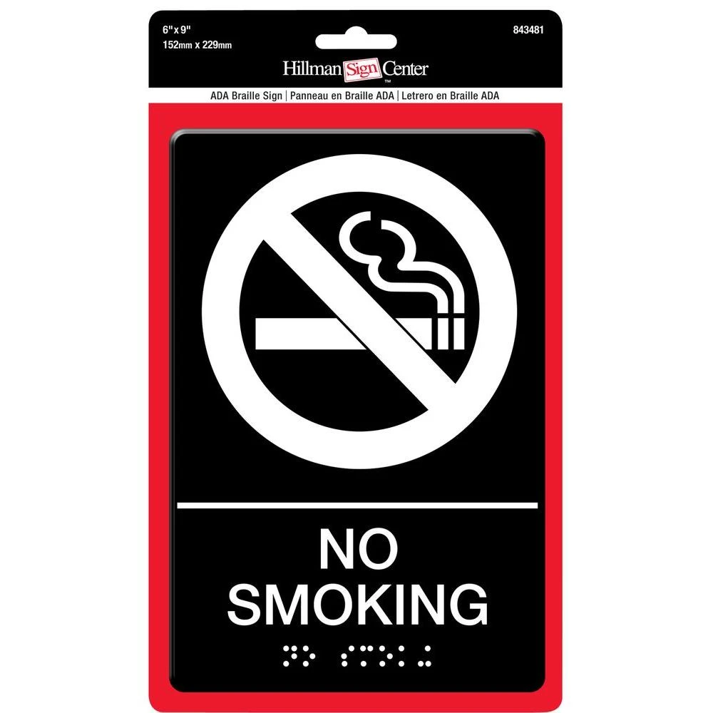 6 In. X 9 In. No Smoking Sign - Durable Indoor/outdoor Use