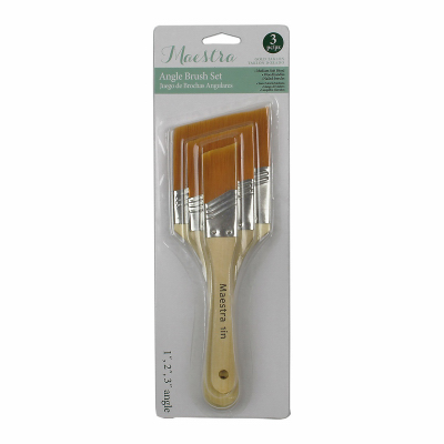 3-piece Maestra Angle Sash Utility Paint Brush Set With Durable Bristles