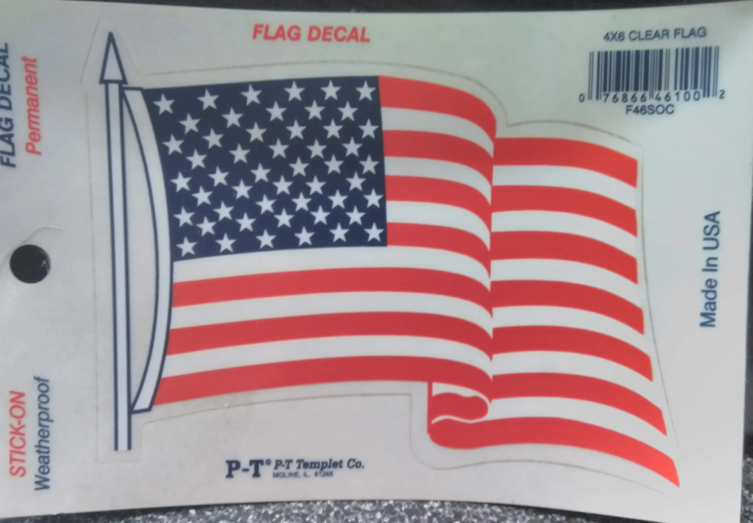 4"x6" Stick On Clear Flag Sticker