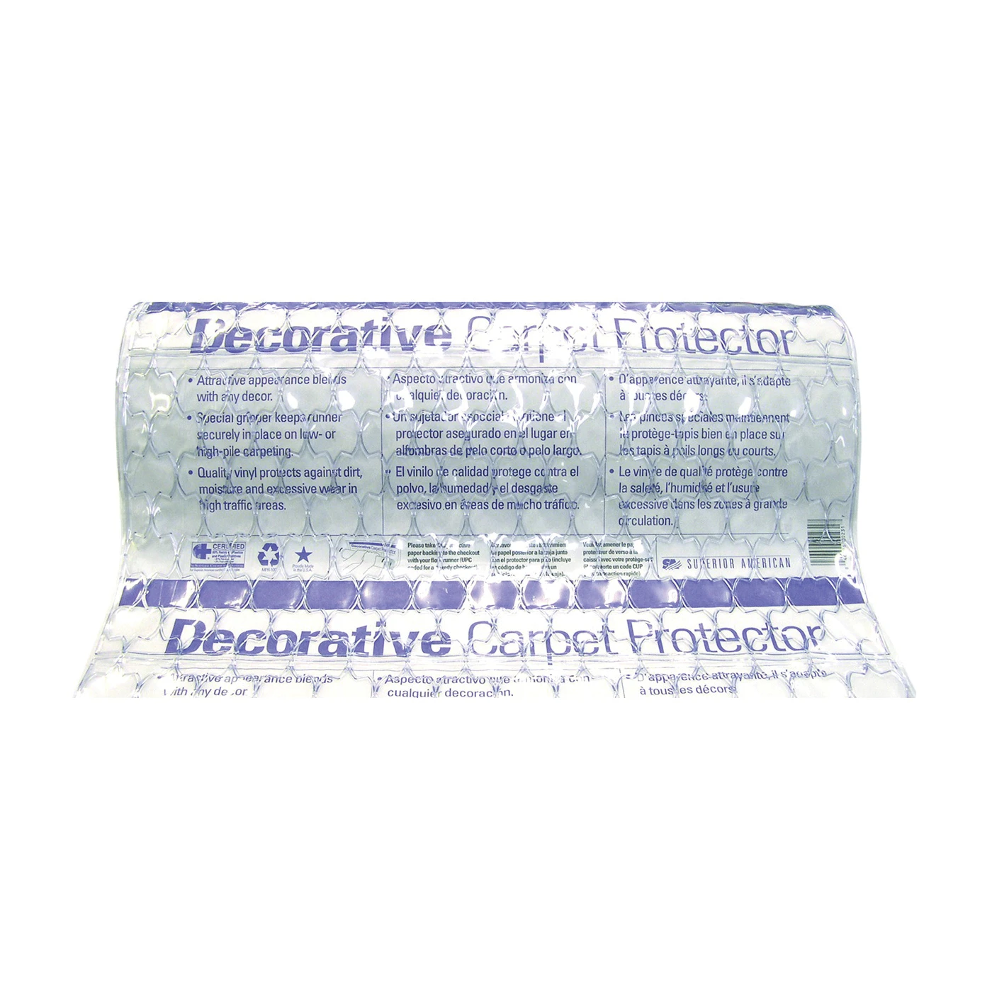 Vde27100 Decorative Clear Vinyl Floor Runner Mat, 27" Sold By The Foot