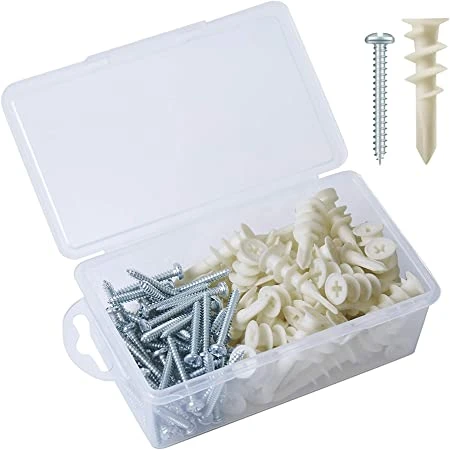 , Ekp050, Plastic E-z Ancor Kit, 50 Pack Itw Buildex Anchors #50 Self Drilling Drywall, Screws 8 X 1-1/4' Phillips