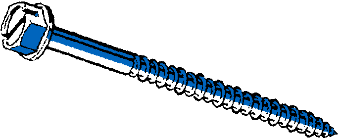 3/16 X 4 Blue Ruspert Coated Steel Slotted Hex Masonry Screws