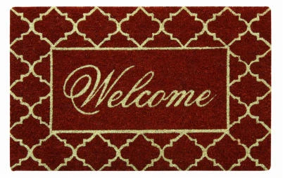 Coir Door Mat With Welcome Design, 18 By 28 Inches, Durable Natural Fiber
