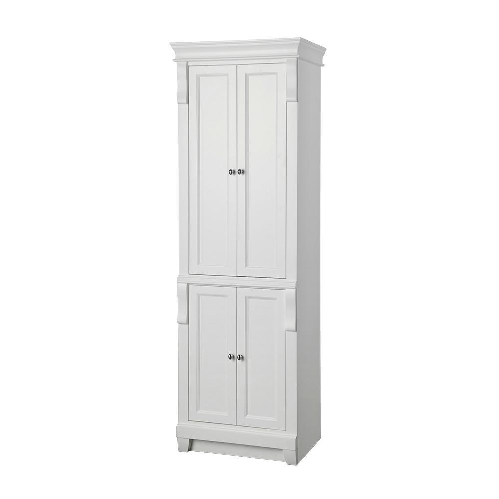 Naples 24 in. W x 17 in. D x 74 in. H Bathroom Linen Cabinet in White