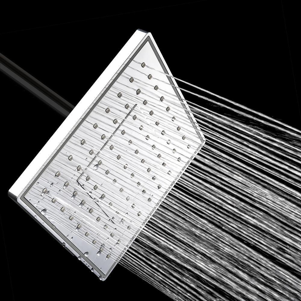 1-Spray 7.88 in. Single Wall Mount Fixed Rain Shower Head in Chrome