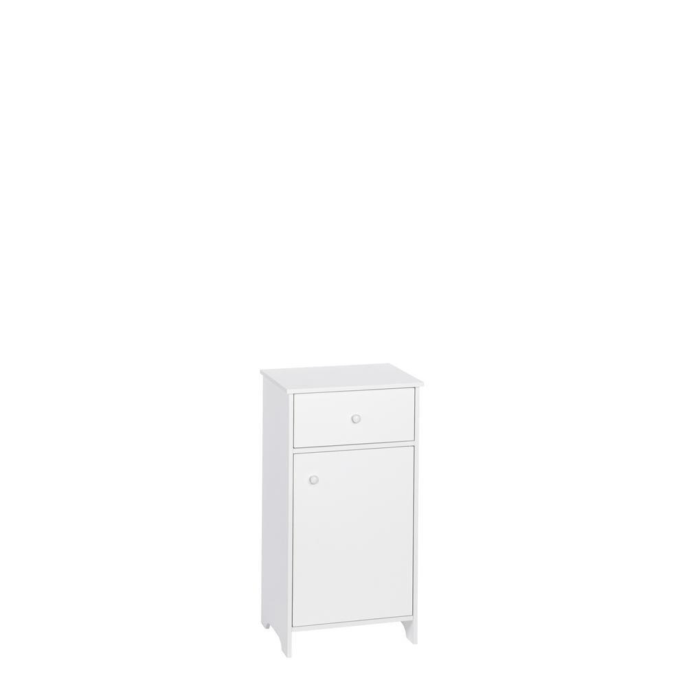 Medford Collection 15.75 in. W x 11.75 in. D 29.25 in. H Single Door Floor Cabinet with Drawer in White