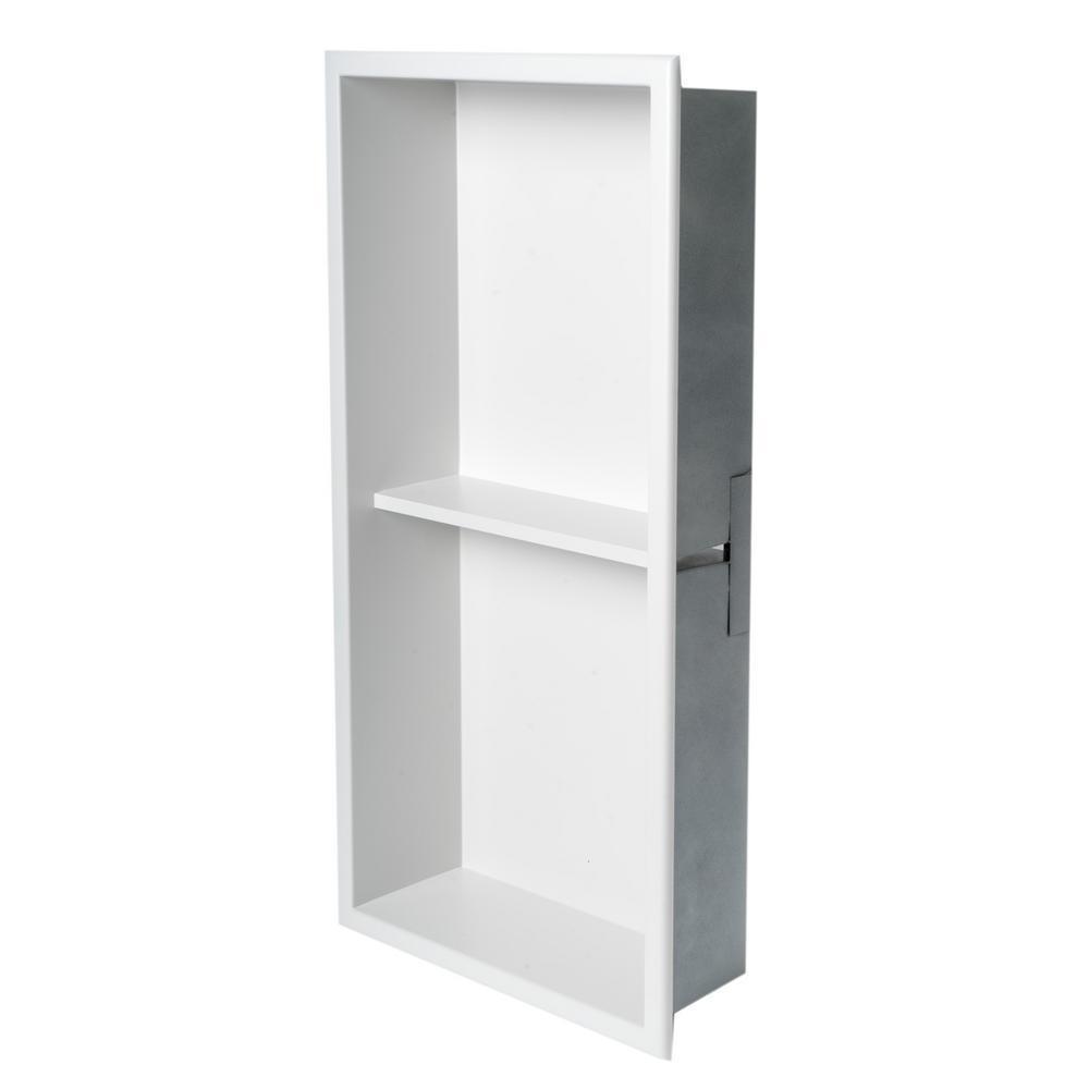 Matte White 12 in. x 24 in. Stainless Steel Niche