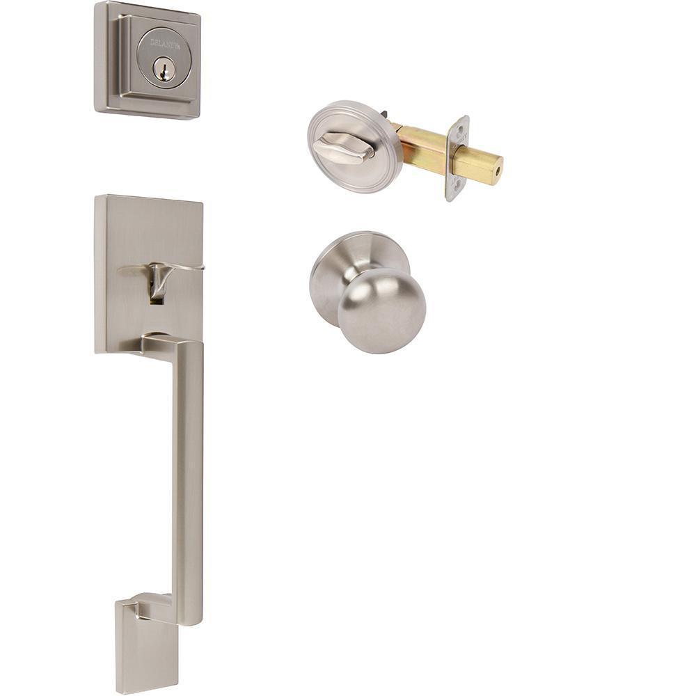 Avino Satin Nickel Single Cylinder Deadbolt Entry Door Handleset