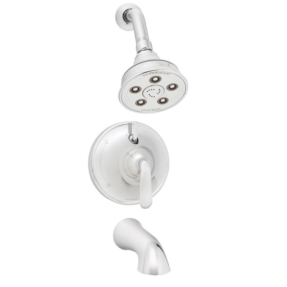 Caspian 1-Handle 3-Spray Tub and Shower Faucet Combination in Polished Chrome (Valve Included)