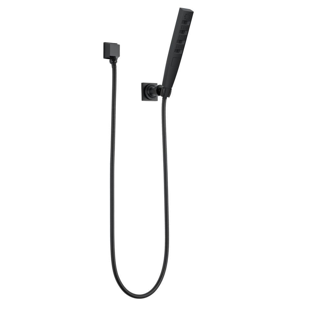 Zura 5-Spray 1.3 in. Single Wall Mount Handheld H2Okinetic Shower Head in Matte Black