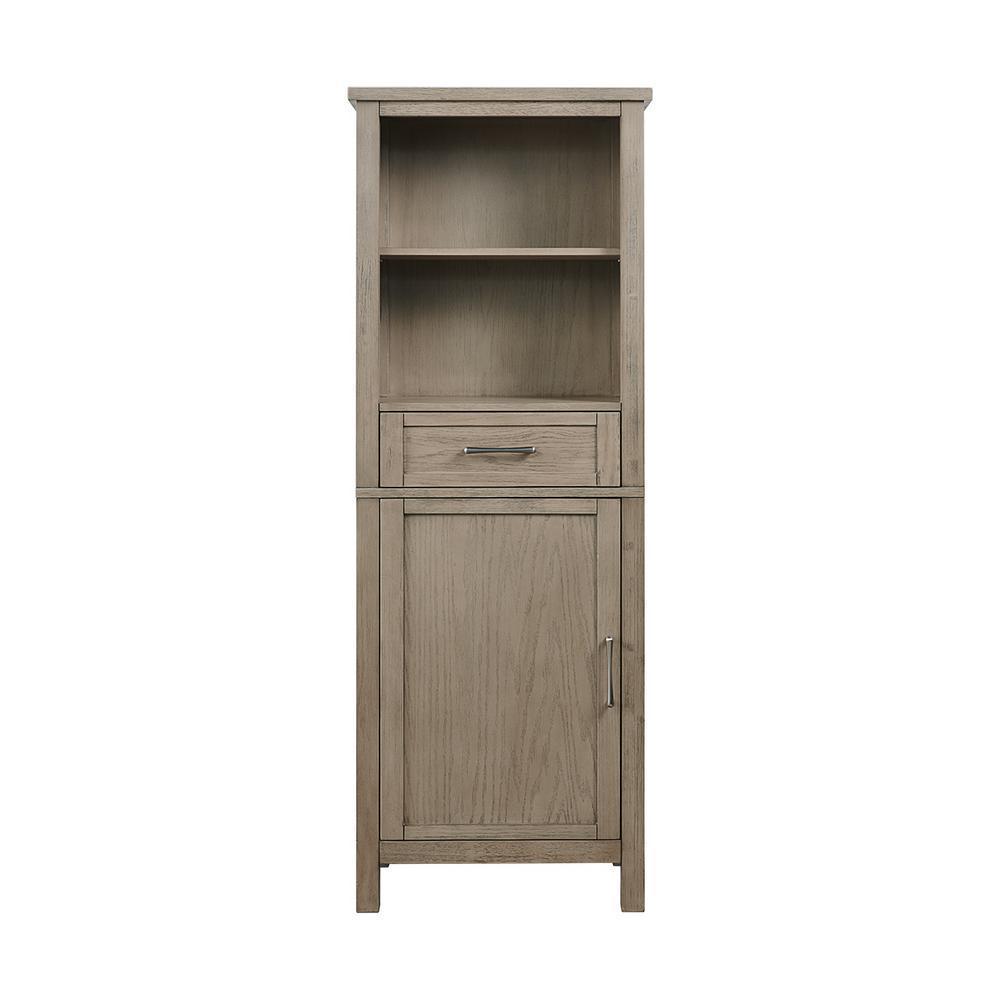Wimsbury 24 in. W x 14 in. D x 65 in. H Single Door Linen Cabinet in Weather Oak