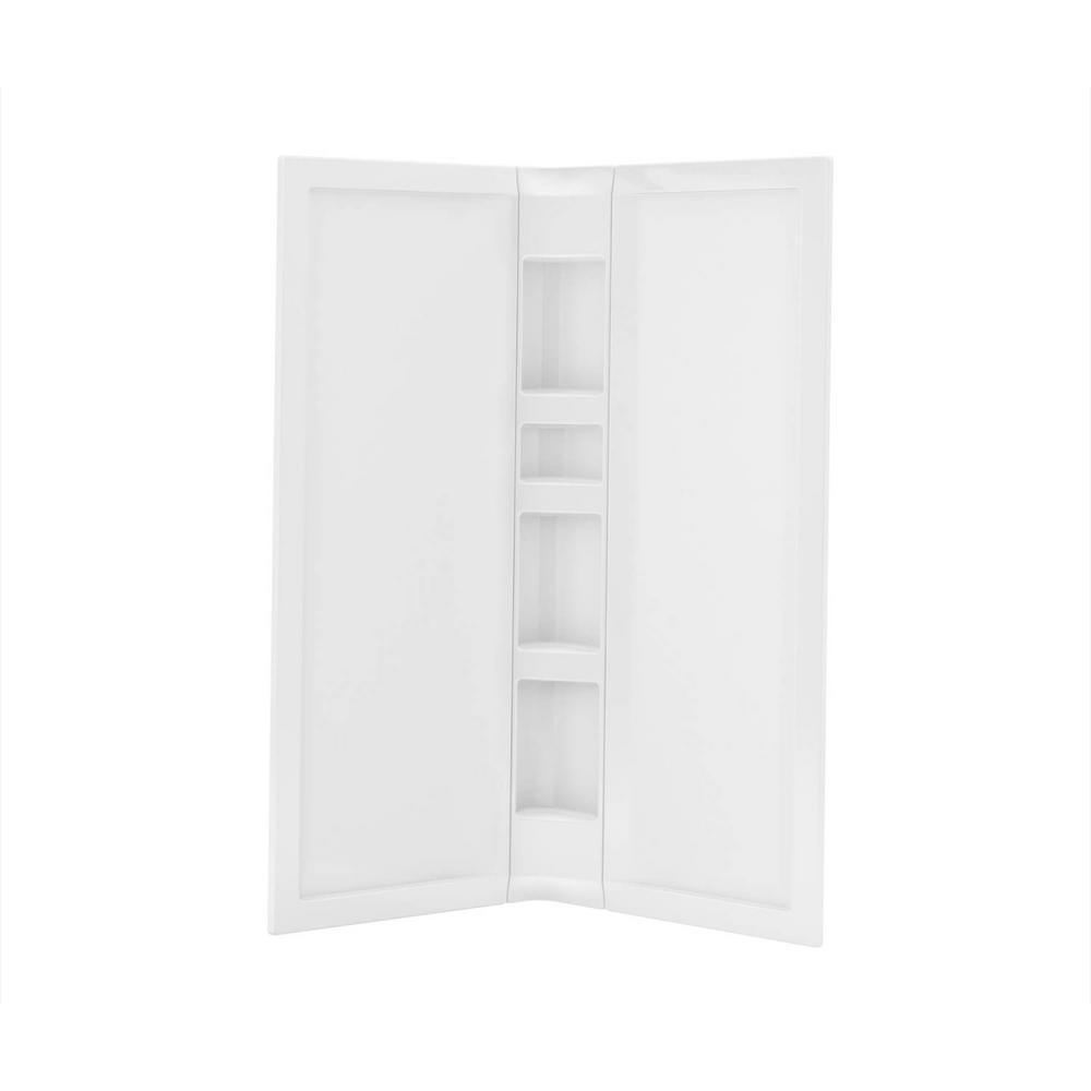 Acrylic 40 in. 40 in. x 76 in. 3-Piece Direct-to-Stud Corner Shower Surround Kit in White