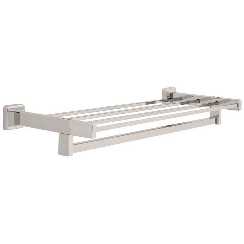 Century 24 in. W Towel Shelf with Towel Bar in Bright Stainless