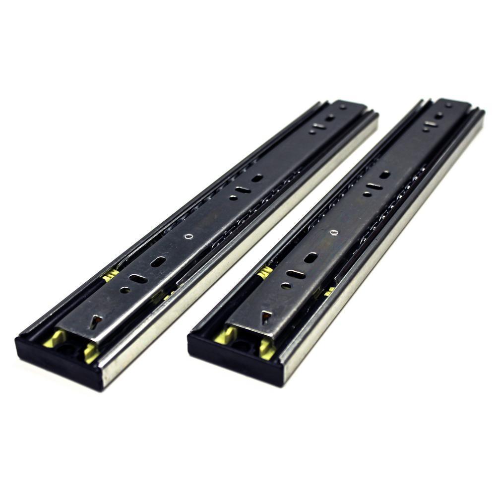 10 in. Push to Open Side Mount Full Extension Ball Bearing Drawer Slide with Installation Screws (1-Pair)