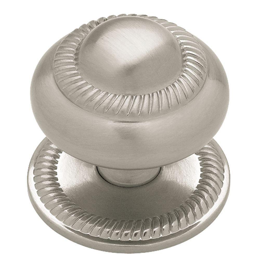 Traditional Roped 1-1/2 in. (38 mm ) Satin Nickel Cabinet Knob with Backplate