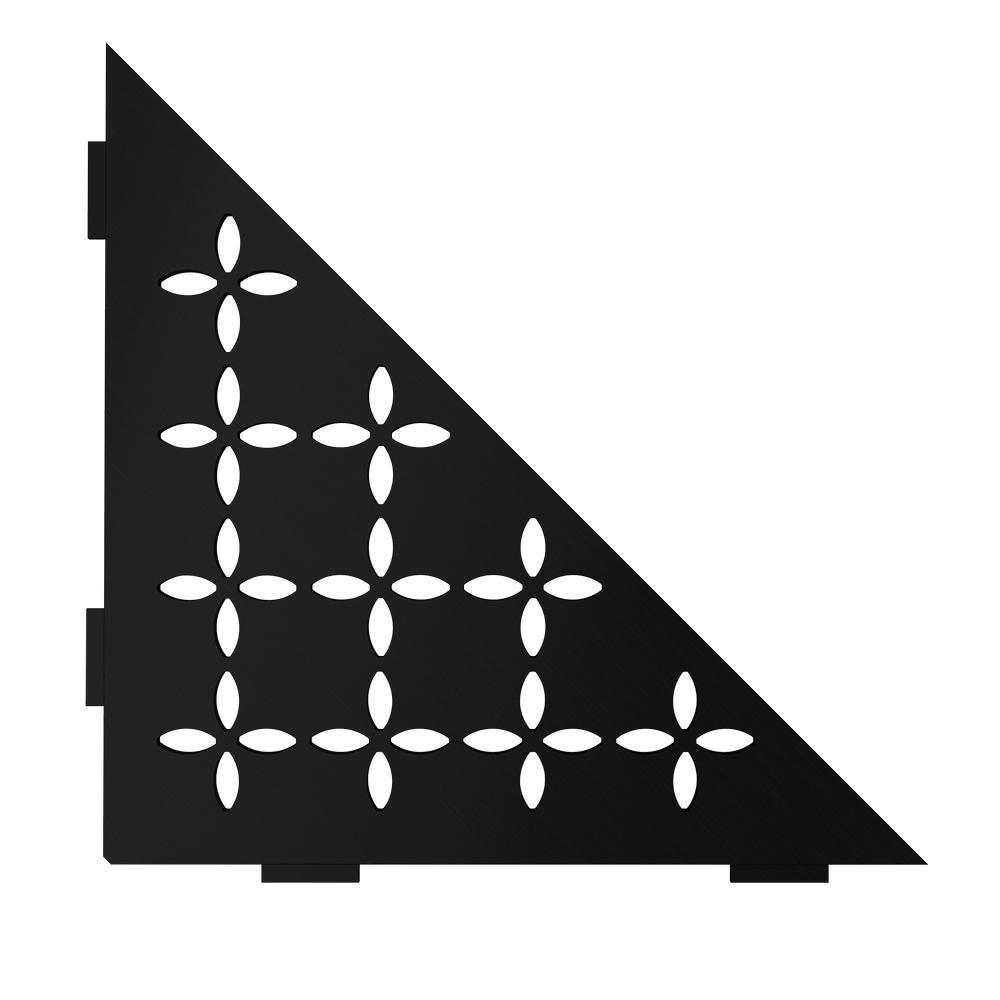 Shelf-E Matte Black Color-Coated Aluminum Floral Triangular Corner Shelf