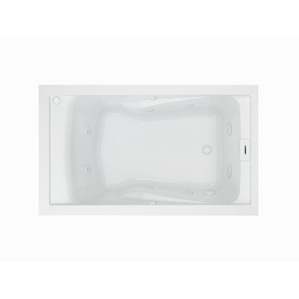 EverClean Reversible Drain 60 in. Acrylic Rectangular Drop-in 8-Jet Whirlpool Bathtub in White