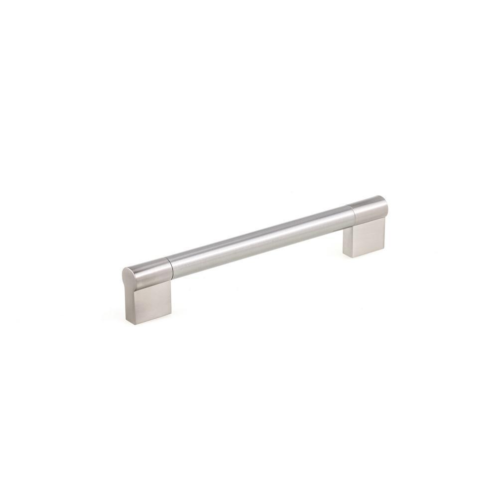 6-5/16 in. (160 mm) Center-to-Center Brushed Nickel Contemporary Drawer Pull