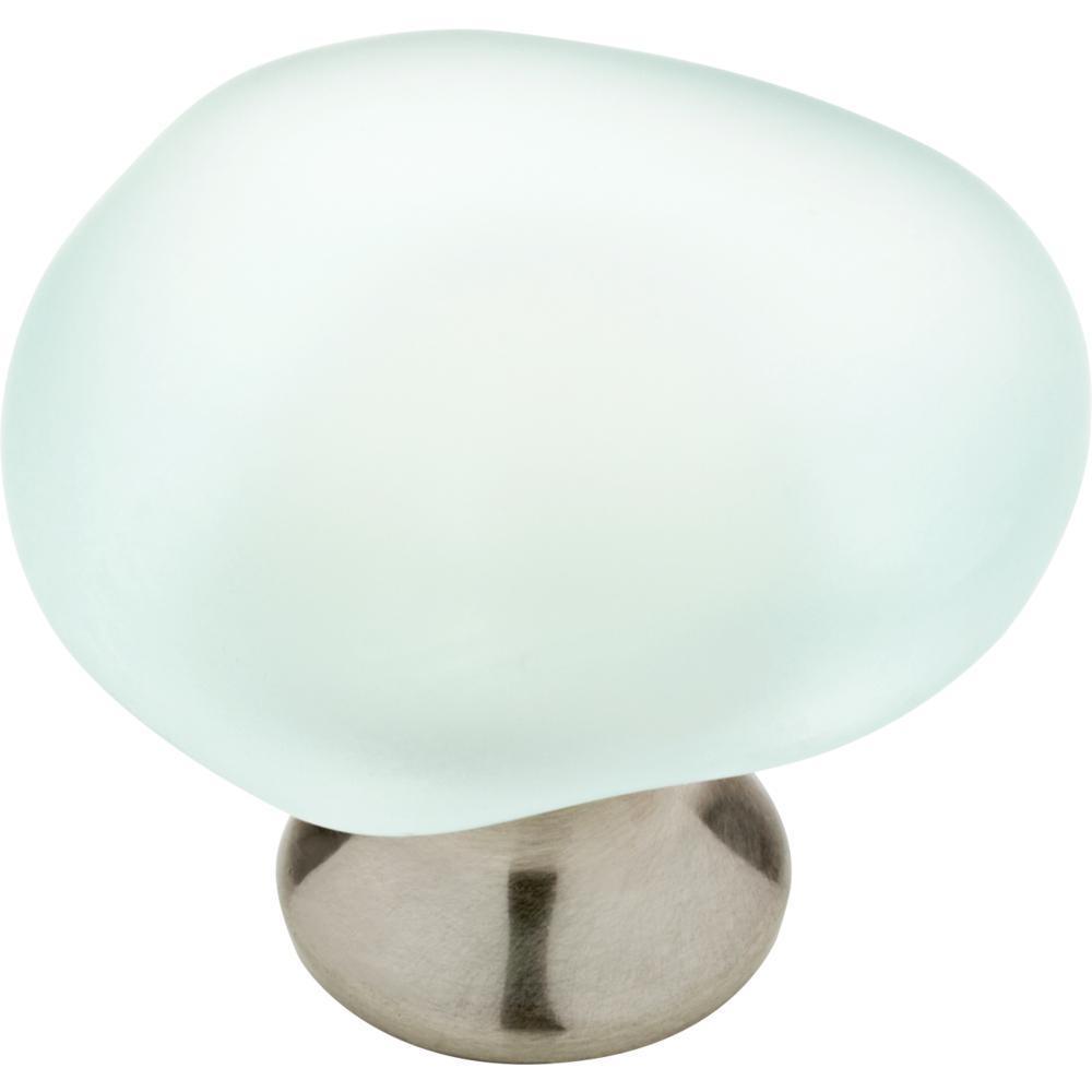 1-1/2 in. (38mm) Satin Nickel and Natural Aqua Sea Glass Cabinet Knob (10-Pack)