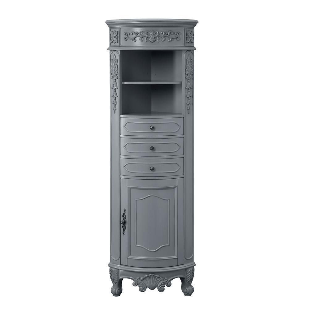 Winslow 22 in. W x 14 in. D x 67.5 in. H Single Door Linen Cabinet in Antique Gray