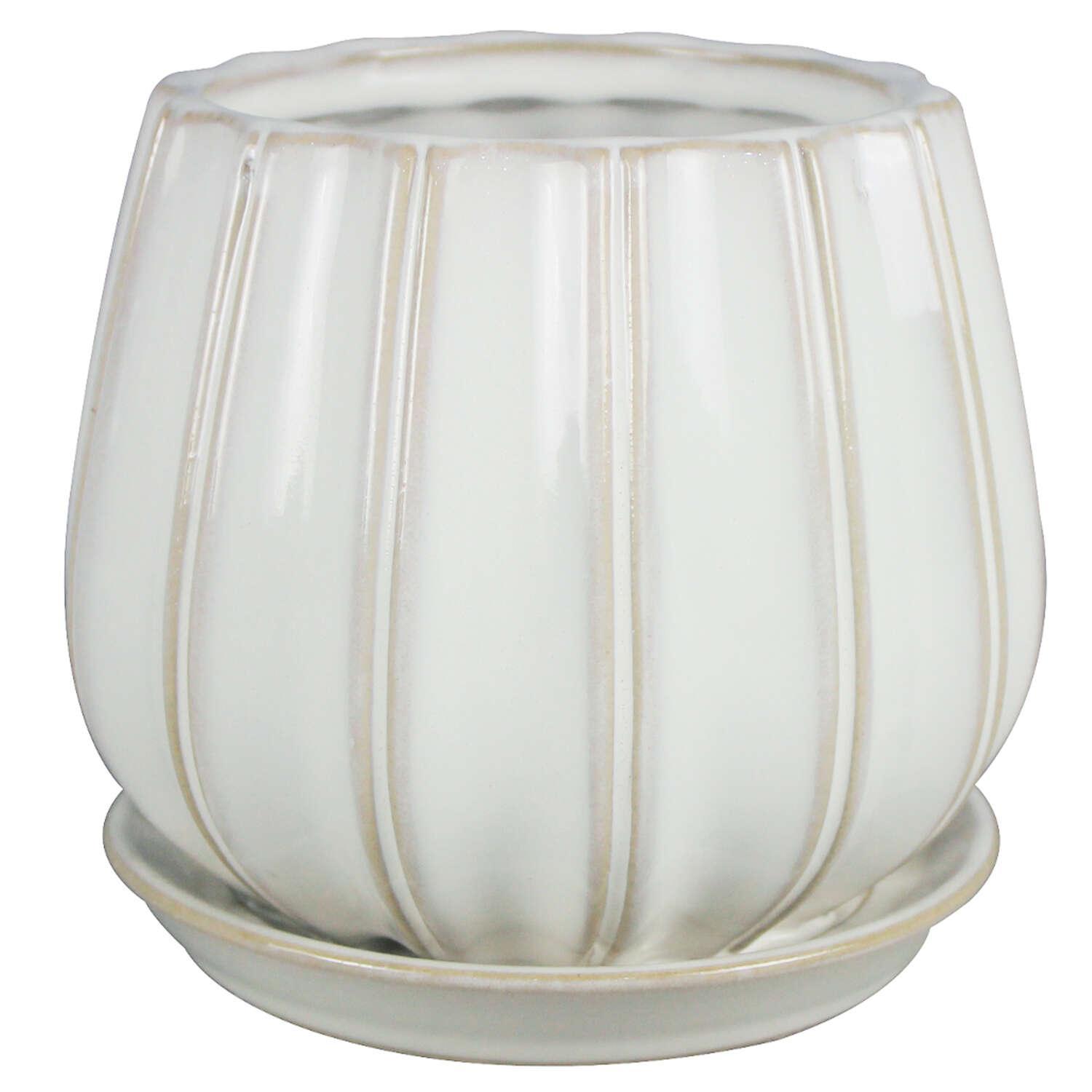 Trendspot Contour 6 in. D Ceramic Planter White