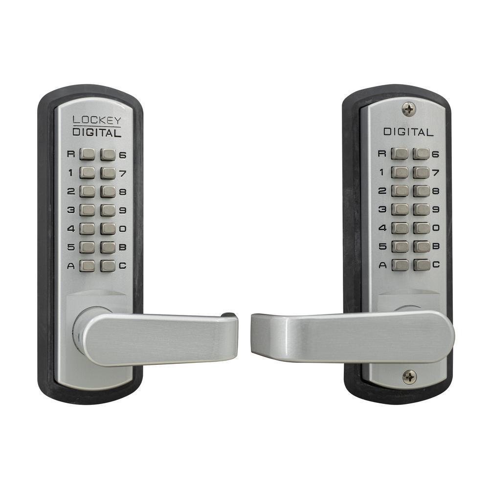 Satin Chrome Marine Grade Double Combination Mechanical Keyless Storeroom Lever Lock with Passage Function
