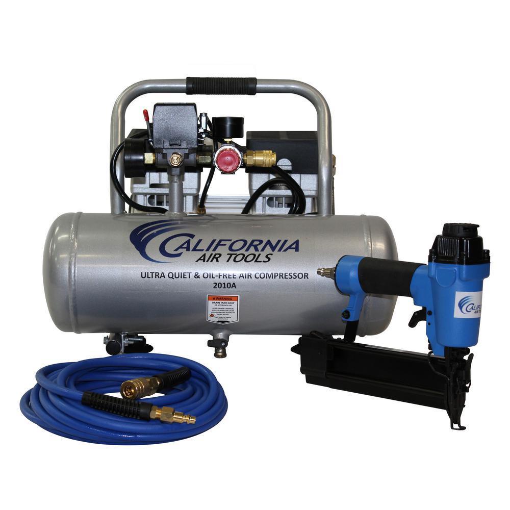 2.0 Gal. 1.0 HP Portable Electric Ultra Quiet, Oil-Free and Aluminum Air Tank Air Compressor with Nail Gun Kit