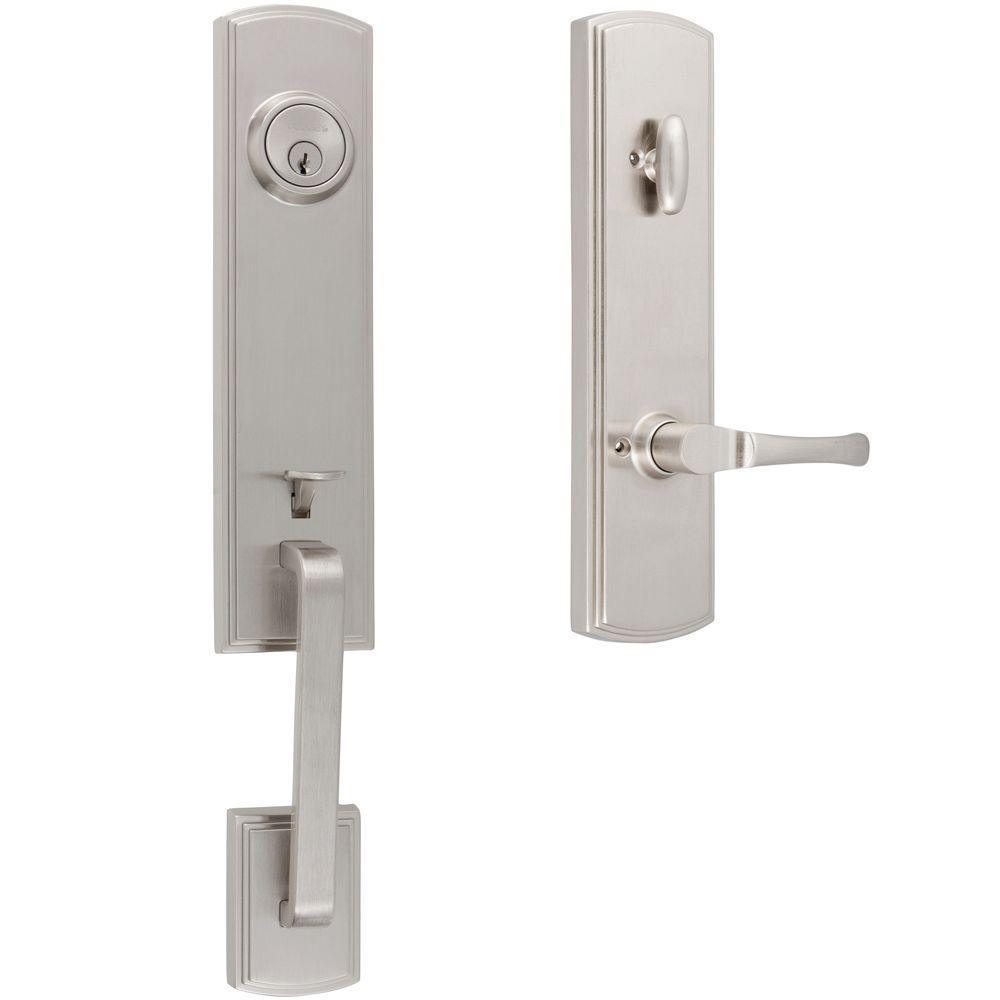 Italian Collection Briona Single Cylinder Satin Nickel Door Handleset with Artino Interior Left-Hand