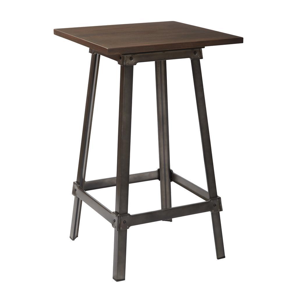 Indio Pub Table in Matte Gunmetal with Vintage Ash Walnut Top