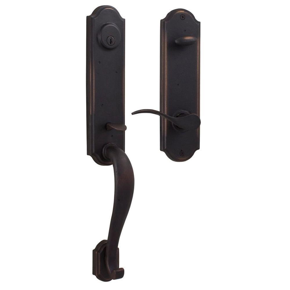 Molten Bronze Single Cylinder Oil-Rubbed Bronze Right-Hand Stonebriar Door Handleset with Carlow Lever