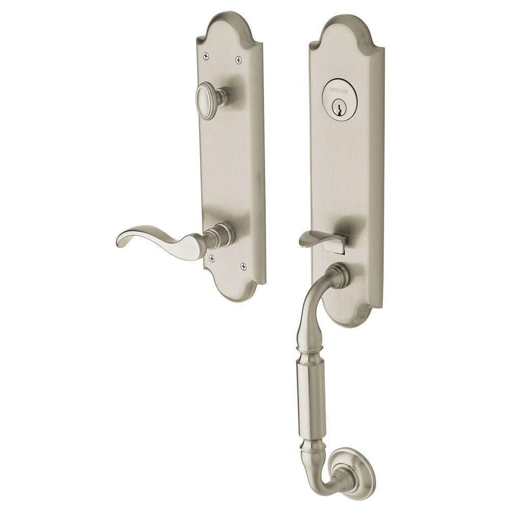 Estate Collection Manchester Single Cylinder Satin Nickel Right-Handed Door Handleset with Wave Door Lever